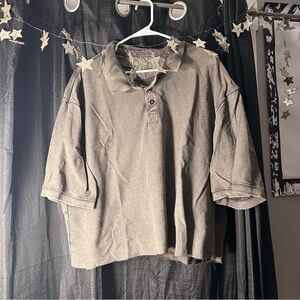 Cropped Gray Polo Shirt